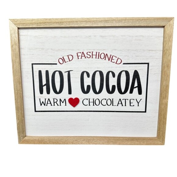Target Other - Rustic Hot Cocoa Sign Warm Chocolate Wood Wall Decor 11x9 Kitchen Holiday Winter